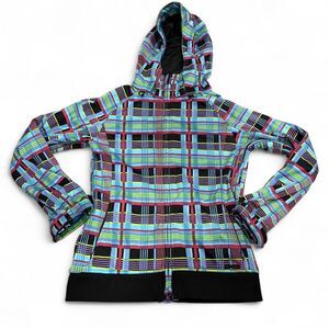 Retro Vintage 2000’s Aperture multicoloured zip up ski jacket